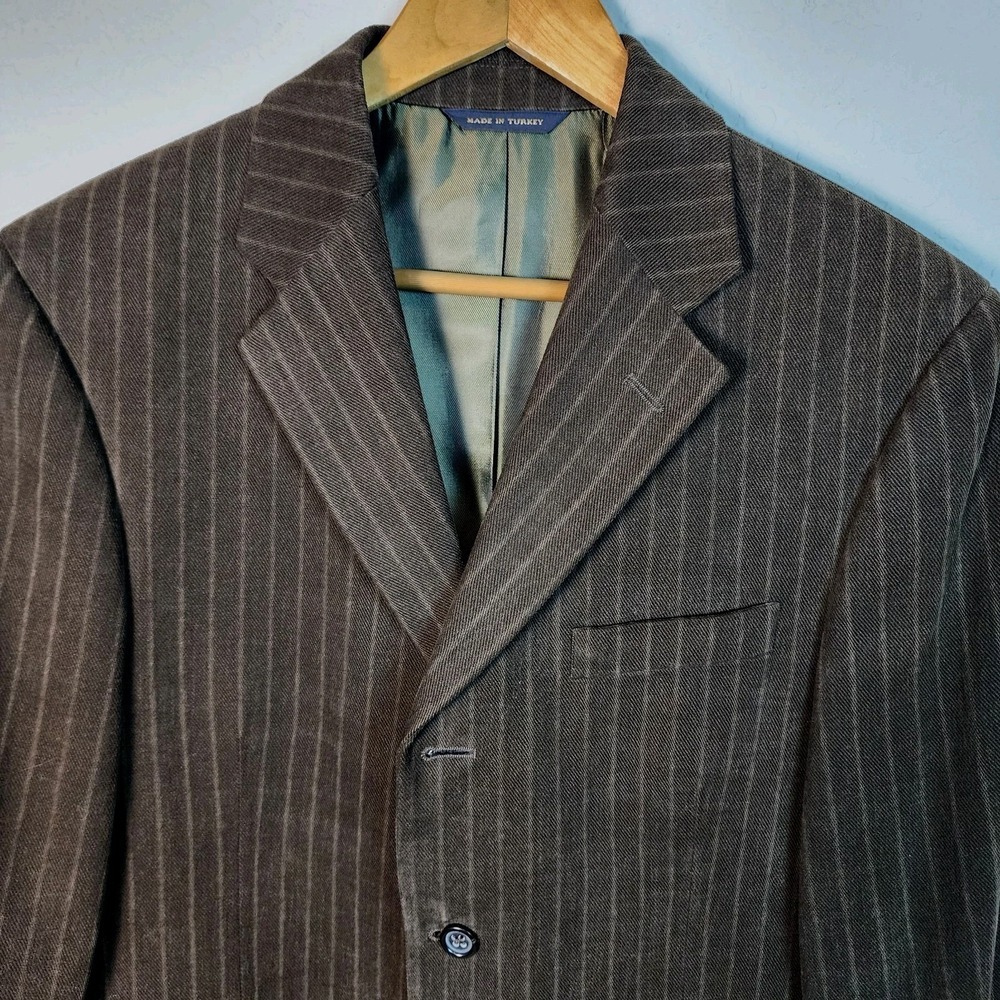 Banana Republic Sport Coat Mens 42R Brown Pinstripe Heavy Cotton Blazer Jacket